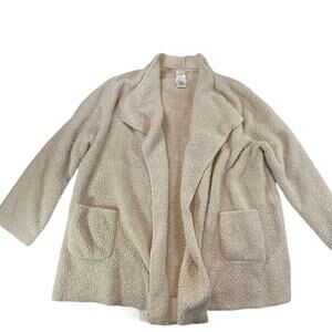 Serra Cream Sherpa Open Front Cardigan Jacket Womens L/XL Oversized Cozy Teddy